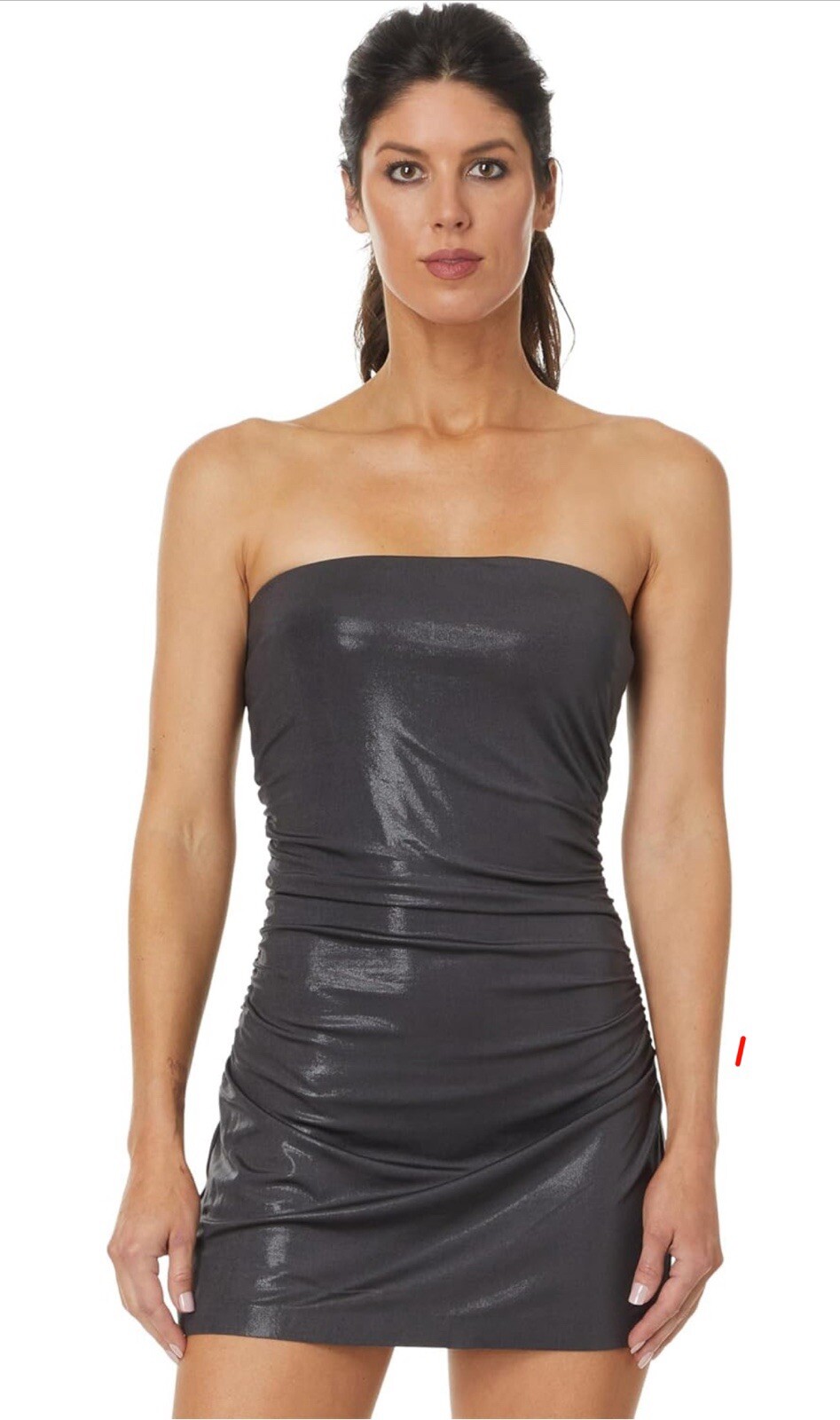NORMA KAMALI Strapless Pickleball Minidress Size Large 8 Charcoal NEW w Tags