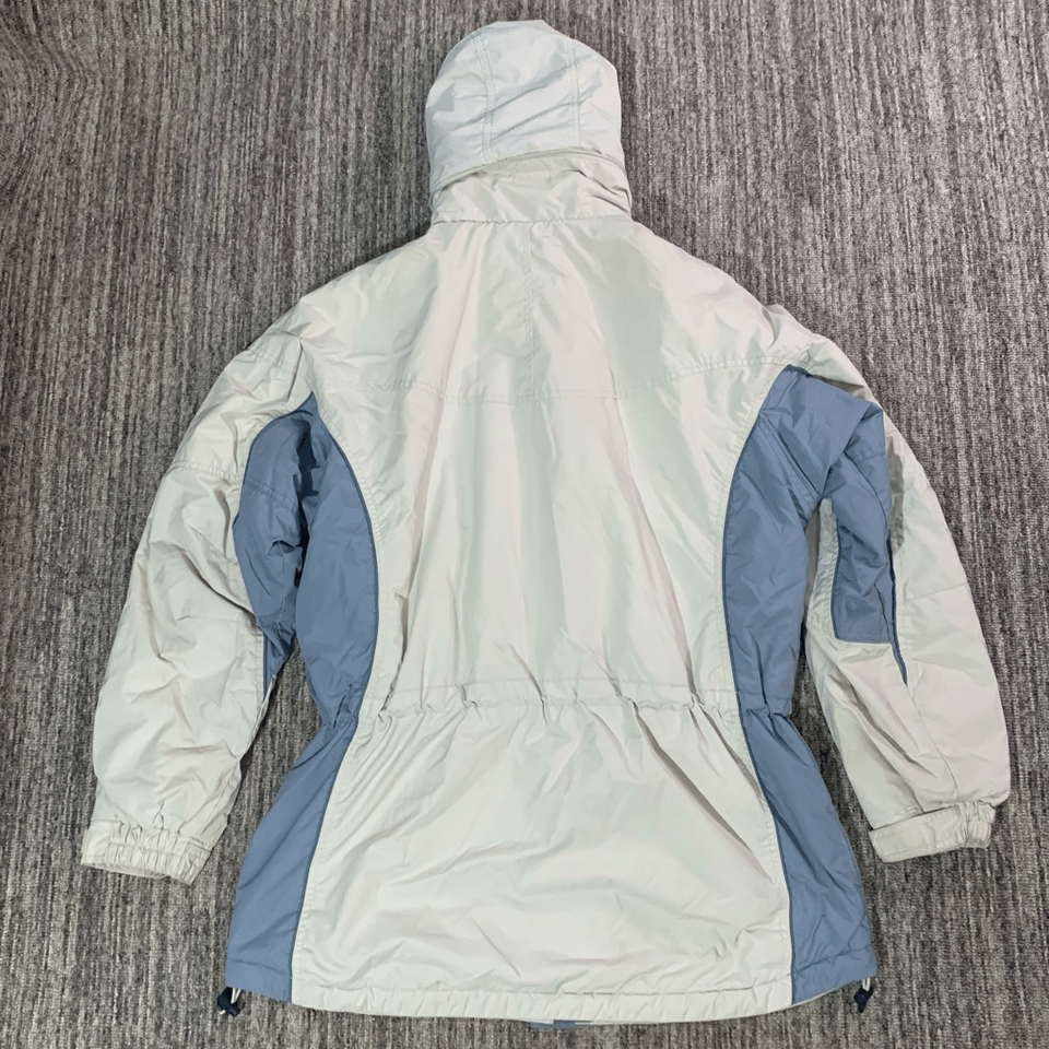 Columbia Womens Size Large Snap Front Jacket Blue White Work Ski Coat