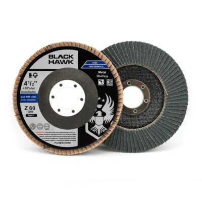 100 Pack 4.5'' x 7/8'' Black Hawk 60 Grit Zirconia Flap Disc Grinding Wheels T27