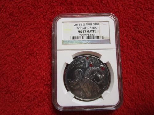 Belarus Zodiac Signs Aries Silver Coin NGC PF67 Antique Matte Finish Pop 1 - Picture 6 of 11