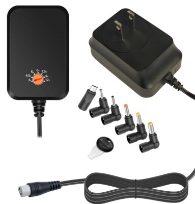 AC Adapter Multi Voltage Switching Power Supply 18W 3-12V for CCTV Cameras Phone