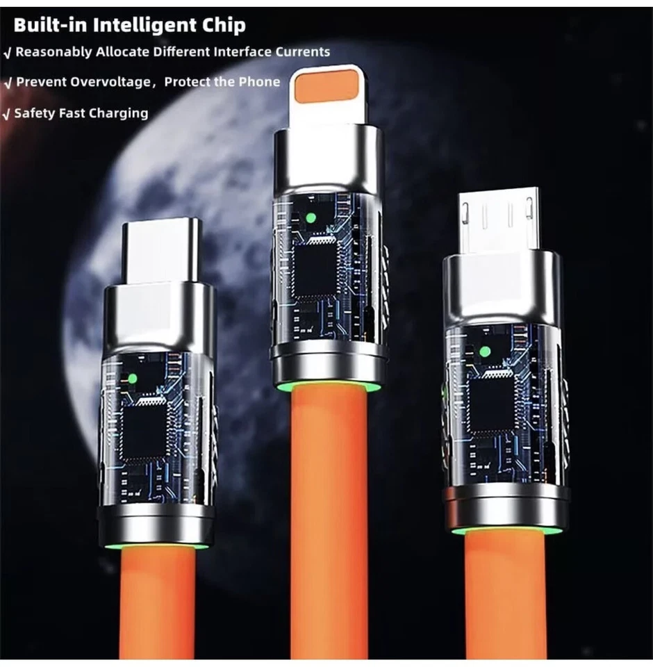 3 in 1 Fast Charging Cable Cell Phone Charger Cord For iPhone Type C Micro USB - Image 4 of 4