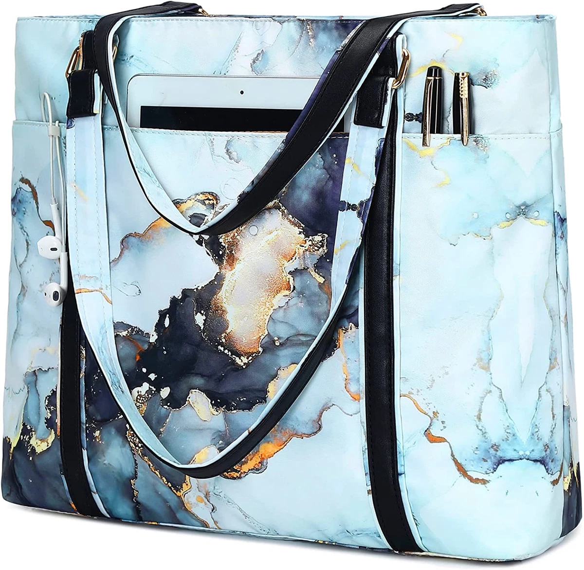 Laptop Tote Bag Womens Work Bags Purse Marble Teacher Handbag Shoulder Bag  Fit 1