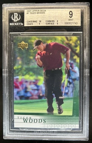2001 Upper Deck Tiger Woods Rookie RC #1 BGS 9