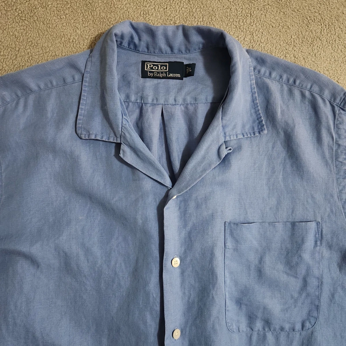 Polo Ralph Lauren Silk Short Sleeve Button-Up Casual Button-Down