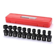10-piece 3/8" Drive Shallow Universal Impact Socket Set, Metric,10-19mm,