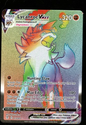 Pokemon Lycanroc VMAX (Secret) SWSH07: Evolving Skies #213/203 NM