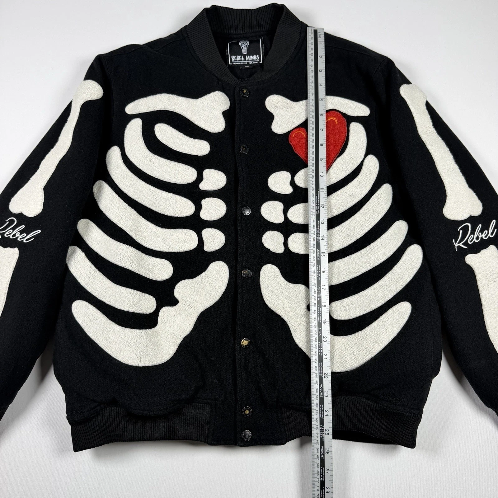 Rebel Minds Don't Kill My Vibe Skeleton Bones Melton Varsity Men Jacket XL - product detail image 15