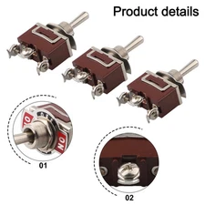 3PC Momentary Waterproof Toggle 3 Pin Switch (On)-Off-(On) Heavy Duty 20A/125VAC