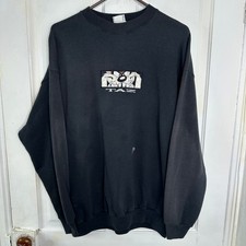 Vintage 90s Looney Tunes Taz Embroidered Crewneck Sweatshirt Adult Large Black