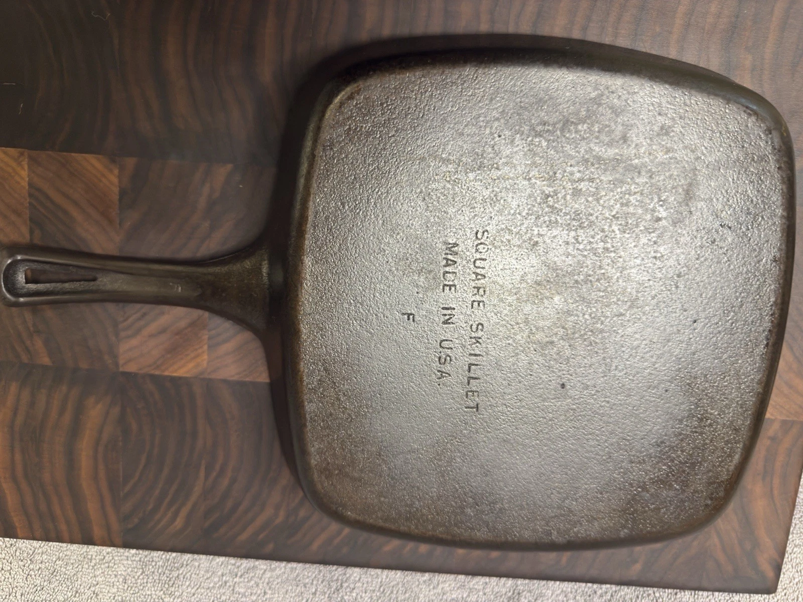 Unmarked Wagner Cast Iron Square Skillet Vintage Made in USA