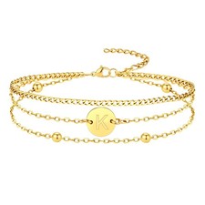 LDOWWGL A to Z Layered Initial Bracelets for Women - 18K Gold 6  2 IN, K