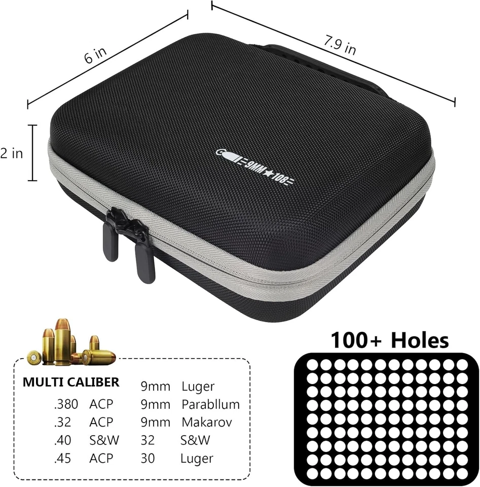 108 Round 9MM Ammo Storage Case, Ammo Box Compatible with 9mm Luger, 9mm Parabll - Image 3 of 4