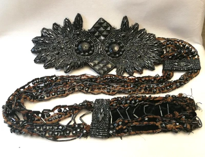 Antiker Gürtel Stoff Handarbeit Glasbesatz Tracht SAMMLER  !!! - Bild 1 von 4
