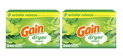 #ad Gain Dryer Sheets Laundry Anti Static Fabric Softener 240 Count 2 packs $17.93