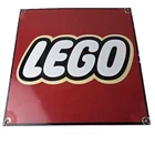 Vintage LEGO Logo Sign - Square Red Porcelain Enamel Advertising Sign