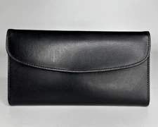 COACH Rare Vintage Black Leather Checkbook Envelope Wallet 4730