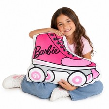 Barbie Roller Skate Plush Pillow Kids OS Pink Excellent Graphic Print