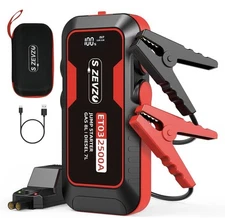 S ZEVZO ET03 Car Jump Starter 2500A Jump Starter Battery Pack w/ Case