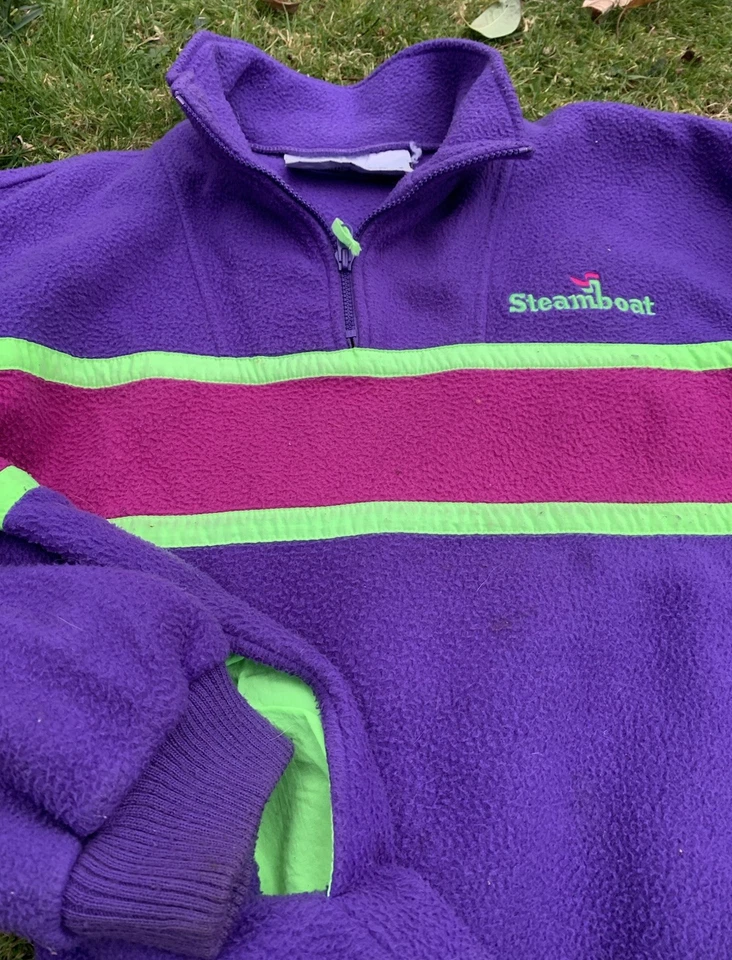 Chaqueta polar vintage años 90 Steamboat Colorado 1/4 cremallera retro esquí para hombre talla grande Foto 3 de 4
