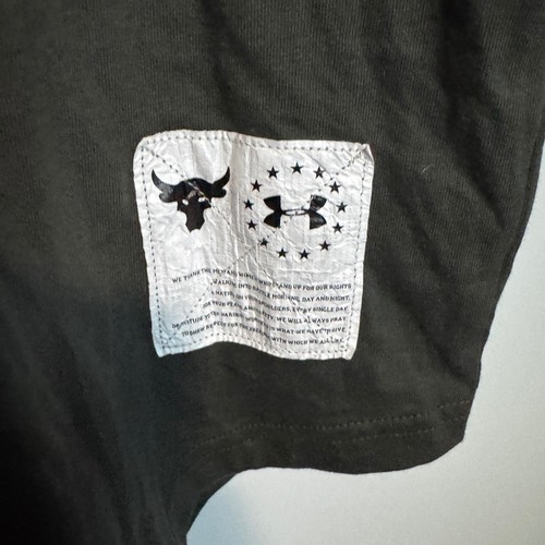 Under Armour Project Rock T-Shirt Mens Medium Green Freedom Flag Veterans Day - Picture 3 of 10