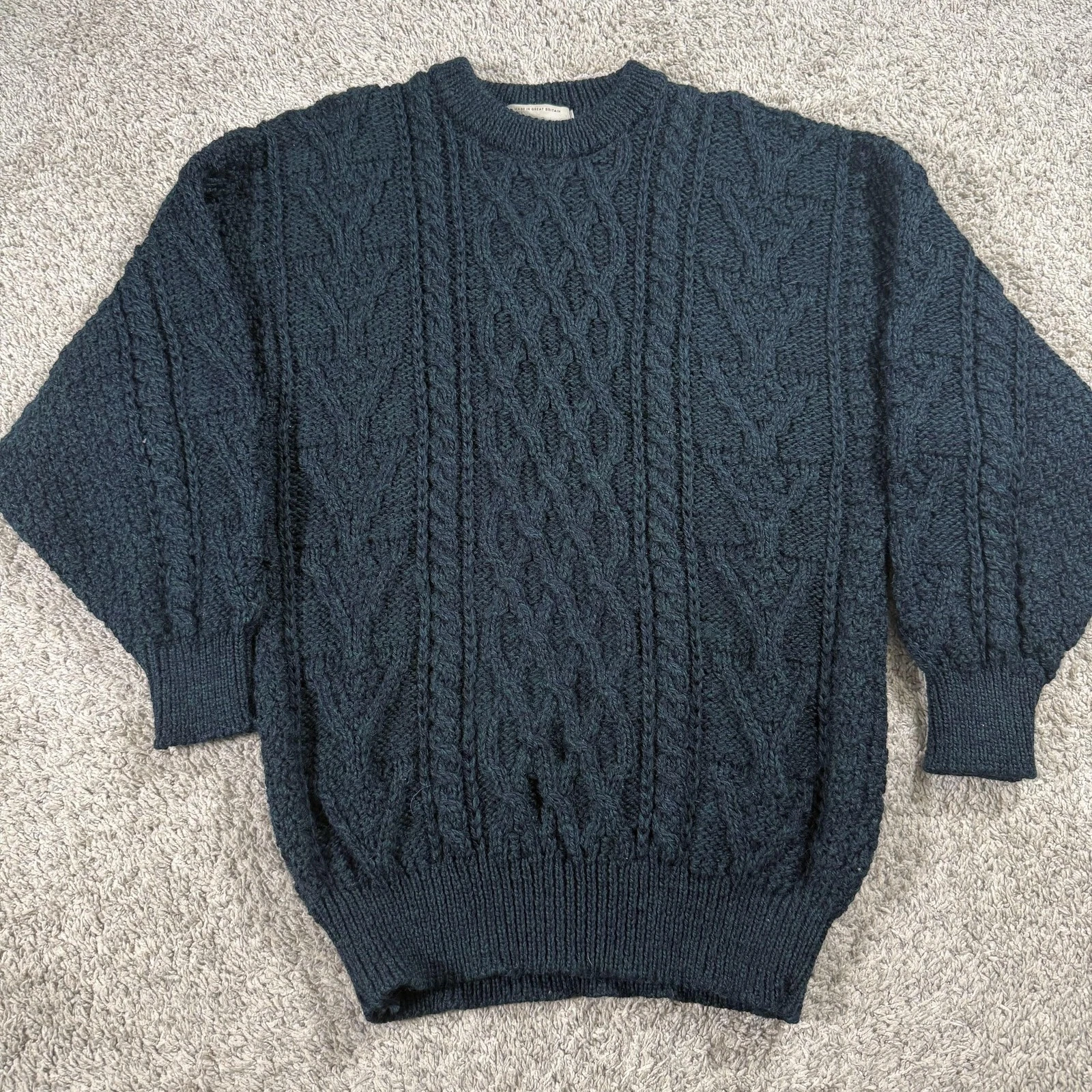 Crafts & Woollens Sweater Mens Large Blue Cable Knit Crewneck Wool Made Britain
Opens in a new windo