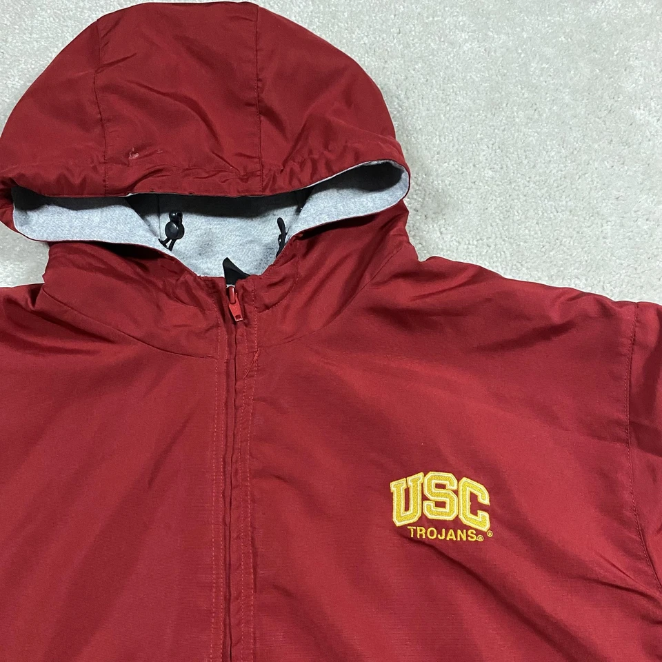 Jaqueta Trojans Masculina Antiga USC Vermelha NCAA Futebol com Capuz Zíper Completo Forrada de Lã - Imagem 4 de 4