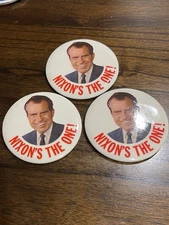 1 Vintage NIXON'S THE ONE! Political Campaign Pinback Button 3"