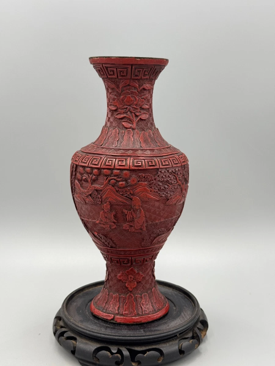 木制红色中国古董花瓶| eBay