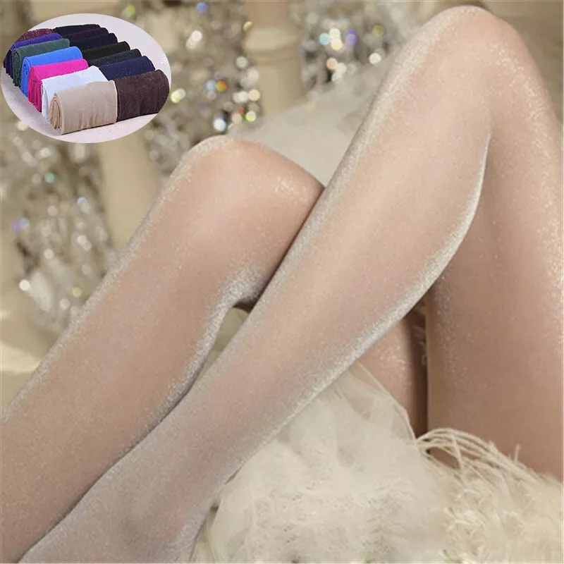 Silver Glitter Tights Sexy Stockings Women Sparkle Shiny Night Party  Pantyhose