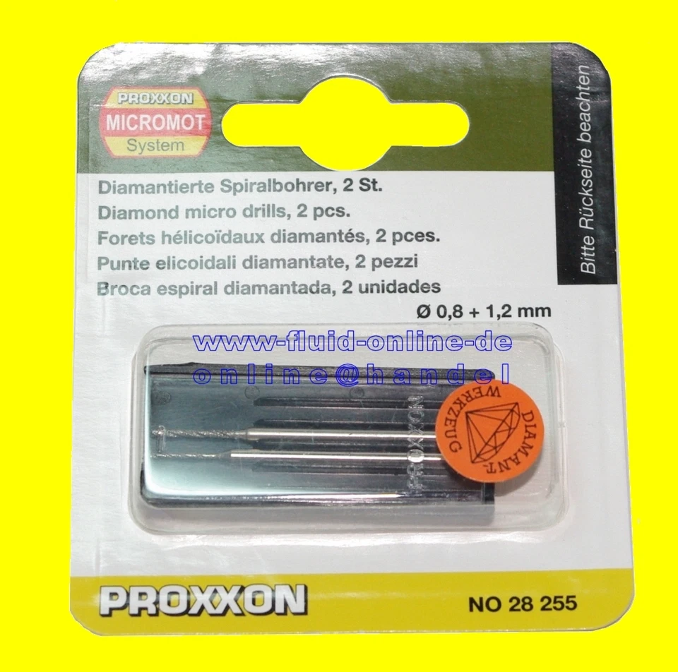 PROXXON 28255 Punte elicoidali diamantate diametro 0,8 mm + 1,2 mm - NUOVO