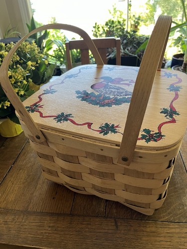 Basketville Wooden Carrier Picnic Basket Pie Cake Christmas Duck, VT, Nice! - Picture 2 of 15