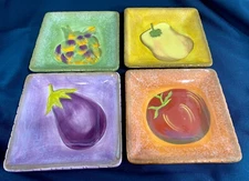 Clay Art  Terra Toscana Square Hand Painted Plates with Vegetables