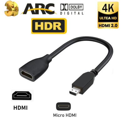 Micro HDMI Adapter Micro HDMI to HDMI Male to Female Cable for GoPro Hero 