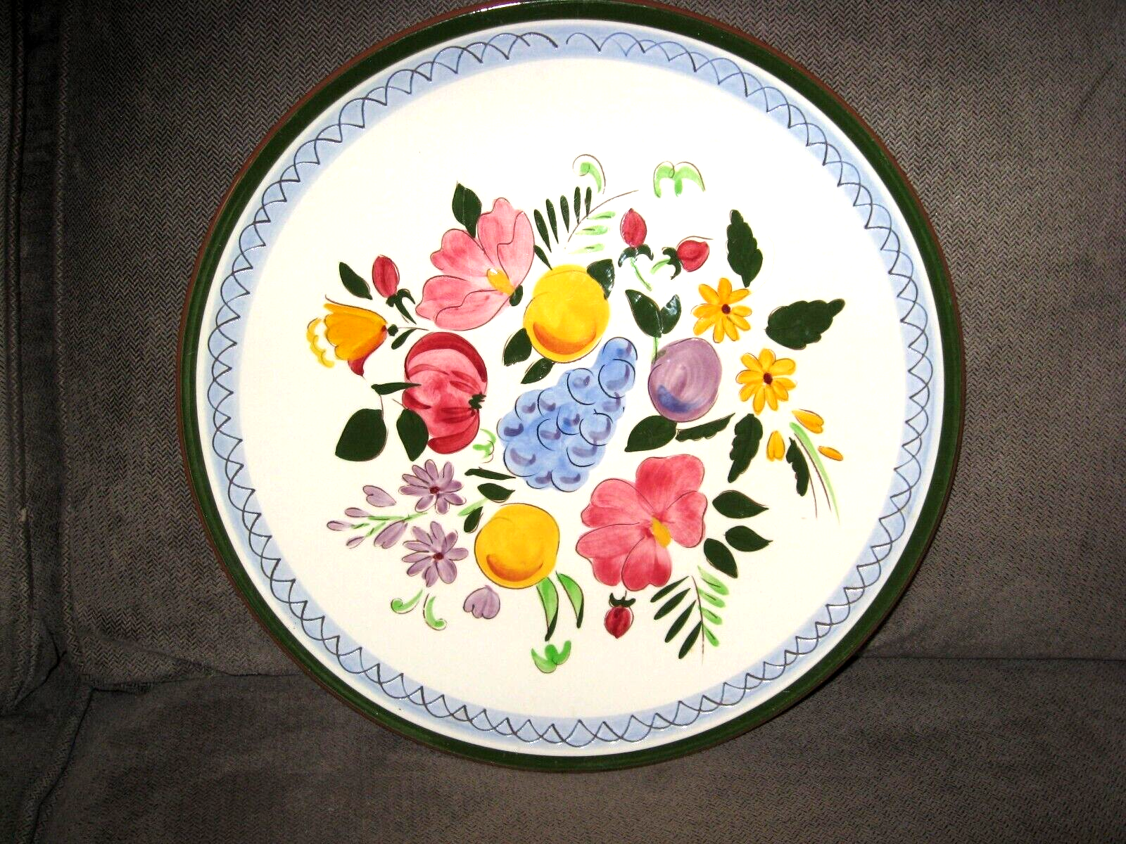 Stangl Pottery Fruit And Flowers Serving Platter 12 3/8” (green trim) Excellent