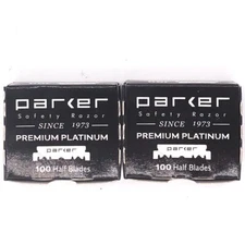 200 Parker Premium Platinum Single Edge Half Blades Barber Razors 2 Boxes of 100
