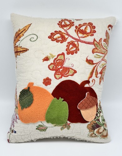 NEW Handmade Pumpkins & Acorn Pillow Vintage Quilt Old Chenille Autumn Fall - Picture 2 of 11