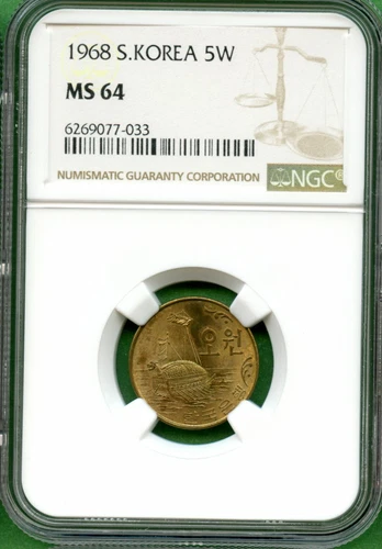 KOREA  1968  5 WON   NGC  MS 64