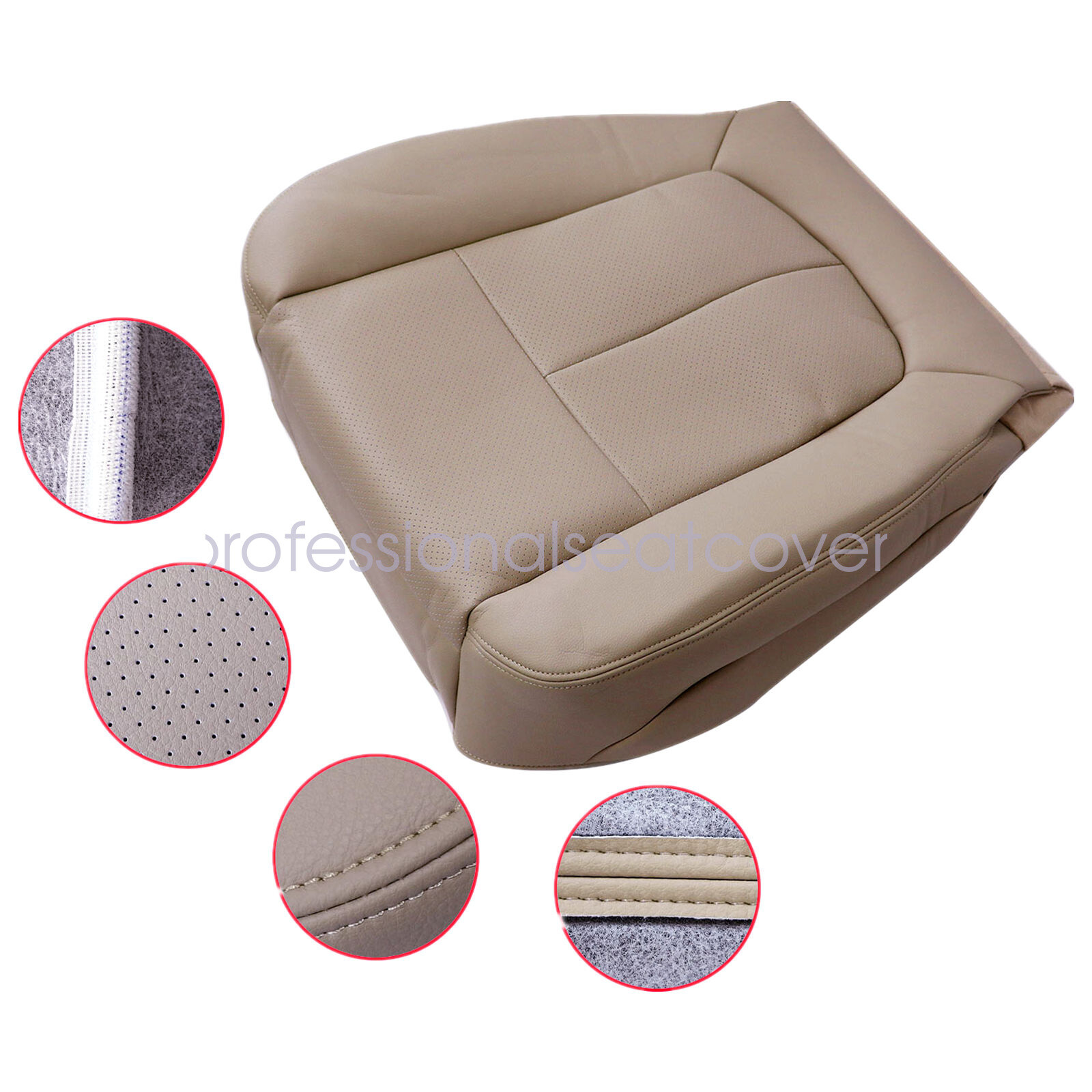 Driver & Passenger PERFORATED Leather SEAT COVER Tan For 09-14 Ford F150 Lariat