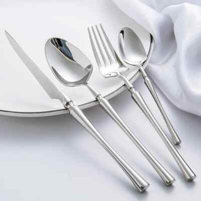 24pcs/lot Portable Cutlery 304 Stainless Steel Table Spoon Dinner Set Dinnerware