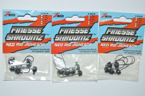 Confezione Da 3 Z-Man Finesse Shroomz Ned Rig – Testine Da 1/10 Oz, Amo Nero, Per Pesca Al Bass