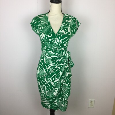 NWT Maggy London Wrap Sheath Dress Sz 4P Woman Petite Green Floral Short  Sleeve