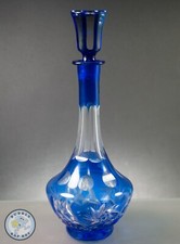 Bohemian Cobalt Blue Crystal Decanter – Cut-to-Clear – QUICK FREE POST