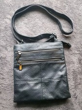 Black Imitation Leather crossbody Organizer Zipper Purse Pocket Bag