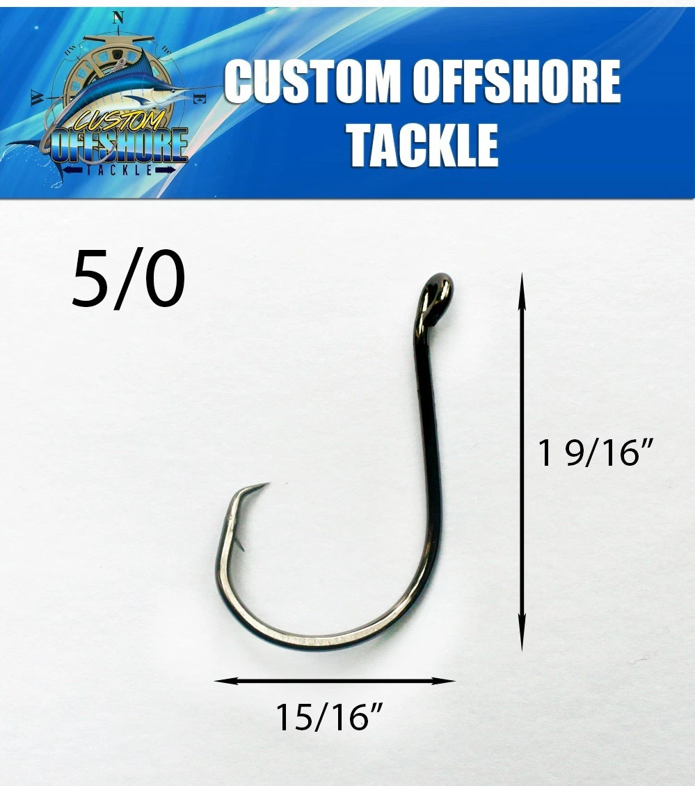 100 Size 5/0 Custom Offshore Tackle Offset Circle Fishing Hooks 7384