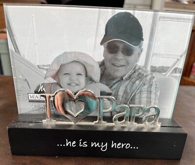 Malden I Heart Love Papa   He Is My Hero Photo Picture Frame 4 X 6
