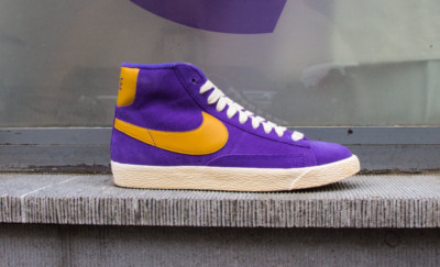 Nike Blazer Mid Suede Vintage Court Purple Gold Lakers UK 8 US 9 518171-500 Neu