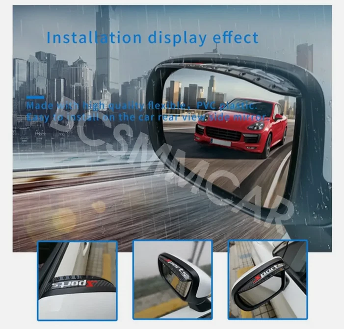 Car Side Rearview Mirror Carbon Fiber Look Rain Eyebrow Visor Protection Cover - Imagem 4 de 4