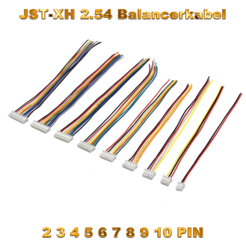 ✅ XH 2.54 2.54mm Balancer Stecker + 30cm PVC Kabel 26AWG 2 3 4 5 6 7 8 9 10 Pin - Afbeelding 1 van 18
