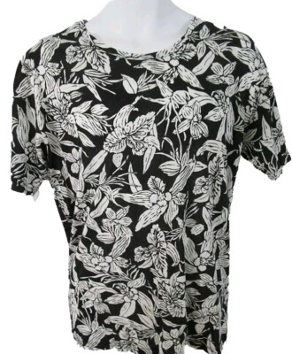 Zara Man Black White Floral Muscle Fitted T-Shirt Size XL
